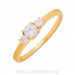 Pierścionek złoty próby 585 z cyrkoniami 