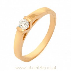Pierścionek złoty próby 585 z cyrkonią