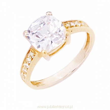 Pierścionek złoty z cyrkoniami próba 585