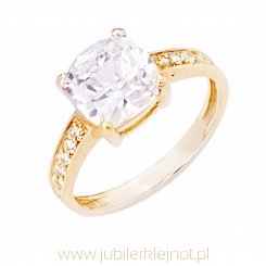 Pierścionek złoty z cyrkoniami próba 585