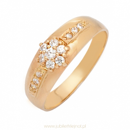 Pierścionek złoty z cyrkoniami próba 585