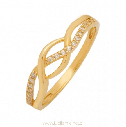 Pierścionek złoty próby 585 z cyrkoniami 