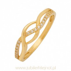 Pierścionek złoty próby 585 z cyrkoniami 