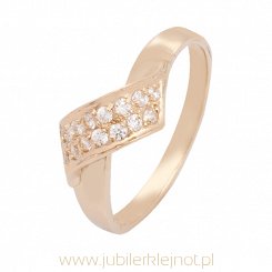 Pierścionek złoty z cyrkoniami próba 585