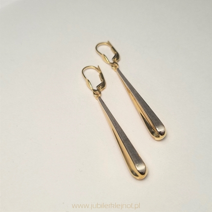 Kolczyki wiszące próba 585 żółto-bało-różowe