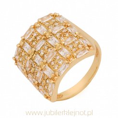 Pierścionek złoty próby 585 z cyrkoniami 