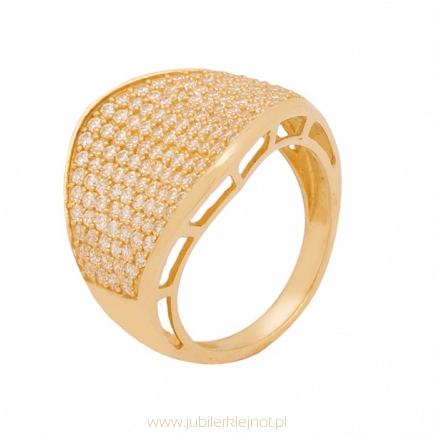 Pierścionek złoty próby 585 z cyrkoniami 